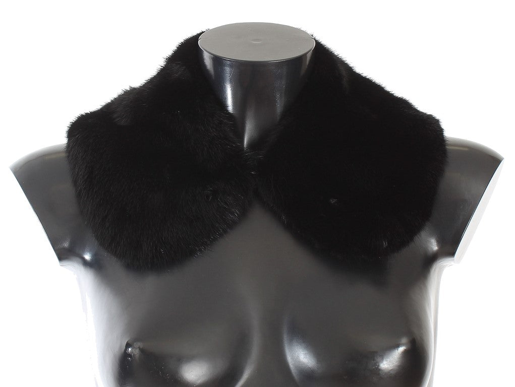 Dolce & Gabbana Black Mink Fur Shoulder Collar Women's Scarf