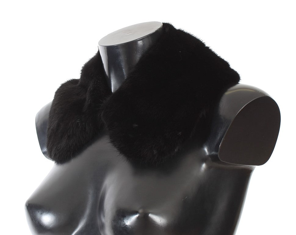 Dolce & Gabbana Black Mink Fur Shoulder Collar Women's Scarf