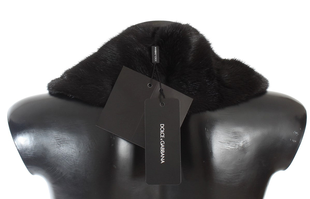Dolce & Gabbana Black Mink Fur Shoulder Collar Women's Scarf