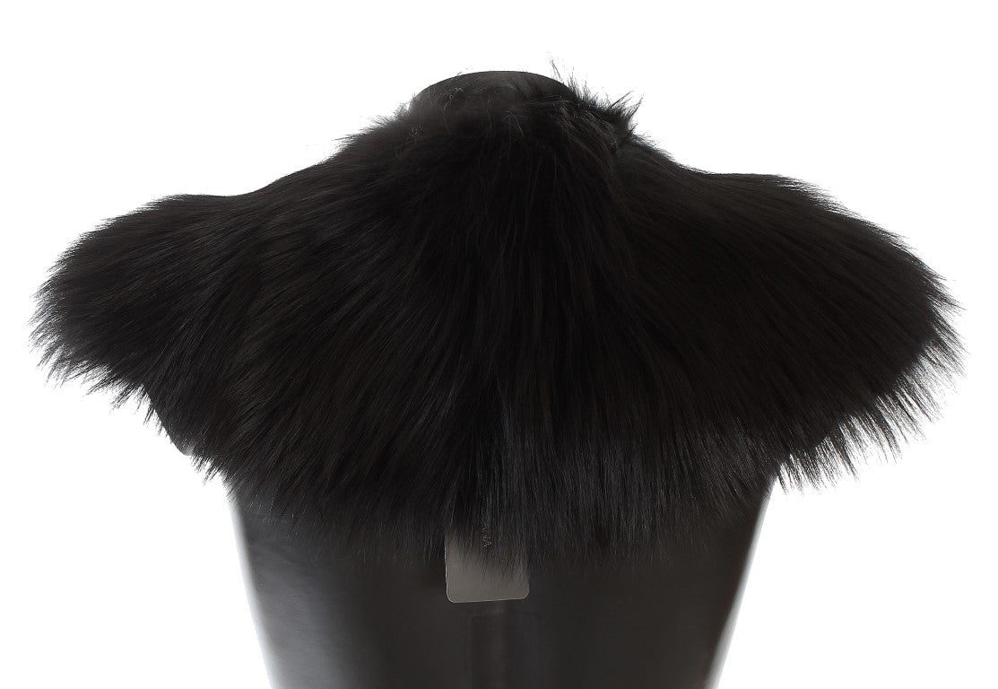 Dolce & Gabbana Black Fox Fur Collar Women's Scarf