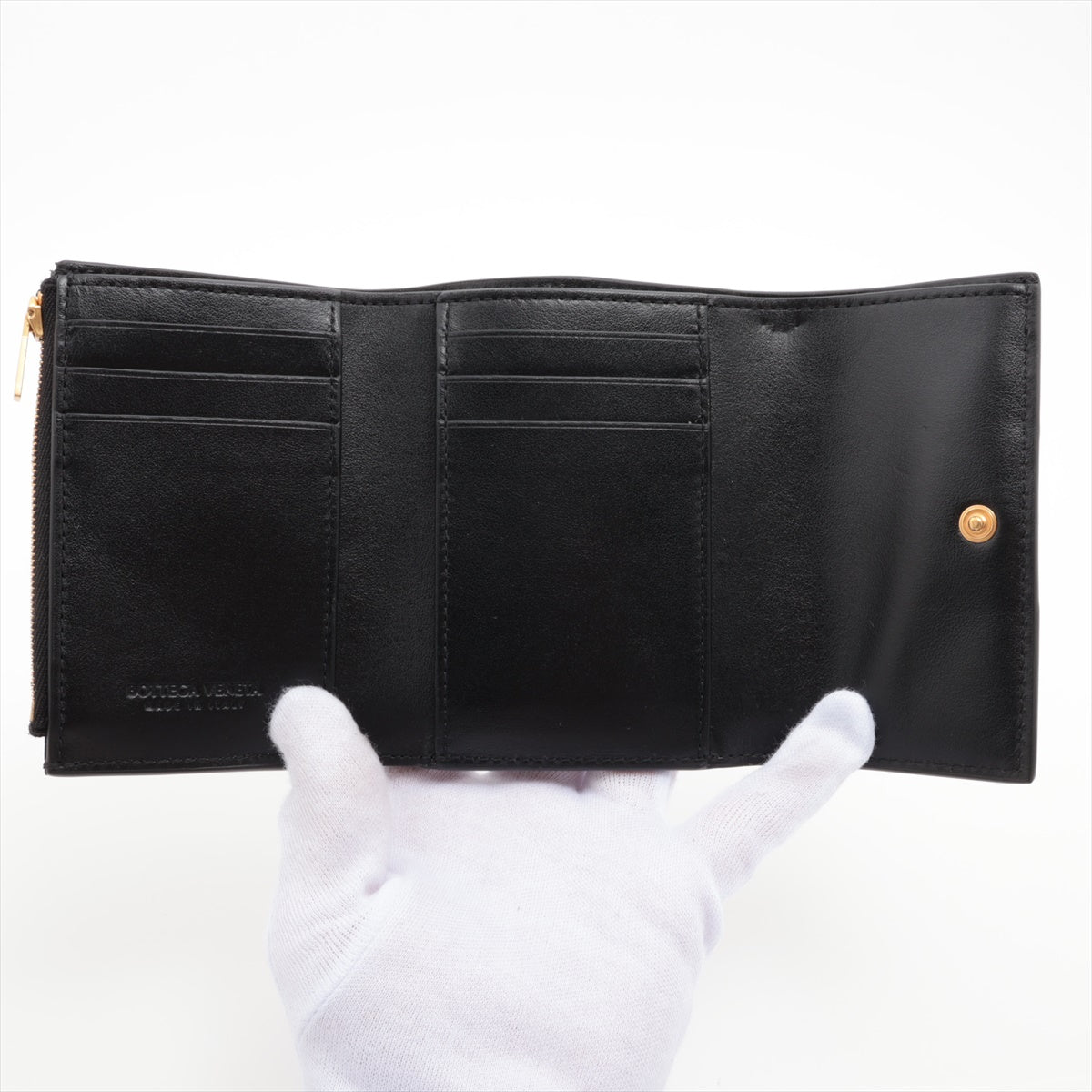 Bottega Veneta  Maxine Introduction Leather Compact Wallet Black