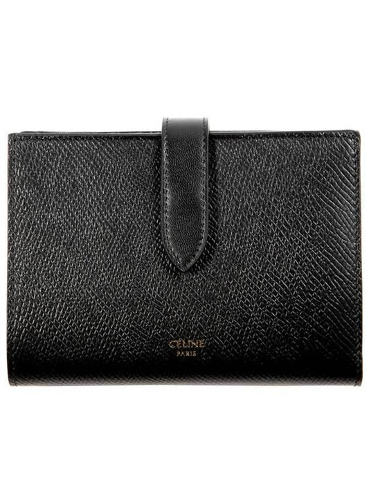CELINE Medium Strap Grain Calfskin Medium Wallet Black