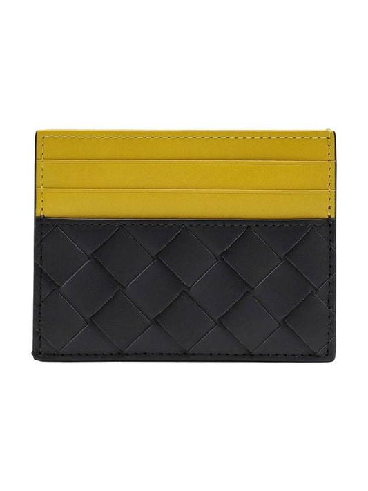 Bottega Veneta Intrecciato Two-Tone Card Wallet Yellow