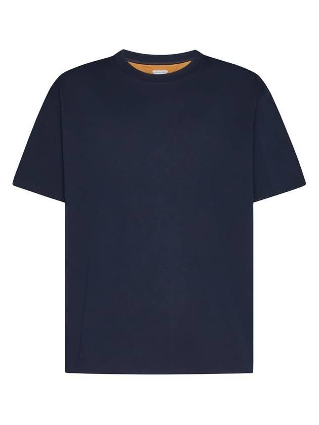 Bottega Veneta Double Layered Cotton Jersey Short Sleeve T-Shirt Blue