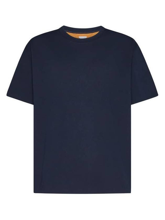 Bottega Veneta Double Layered Cotton Jersey Short Sleeve T-Shirt Blue