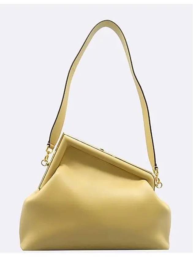 Fendi 8BP127 Beige color leather gold plated F decoration first medium bag