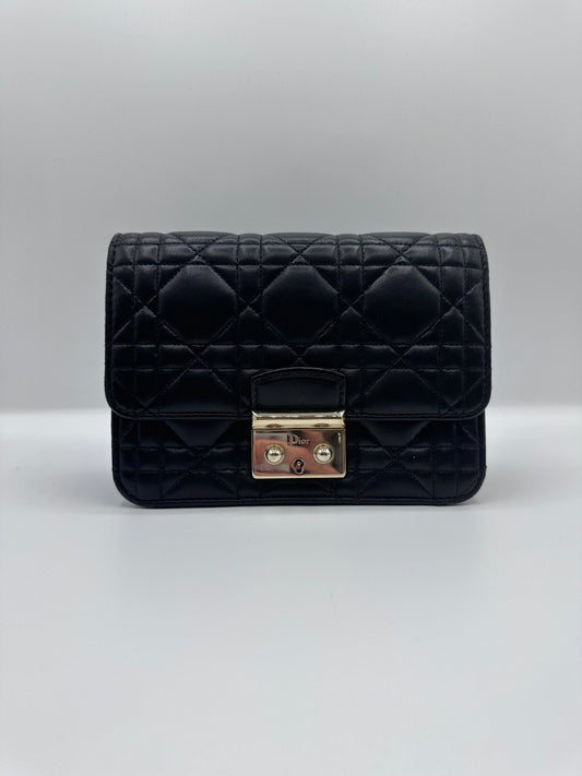 Miss dior black lambskin cannage side bag