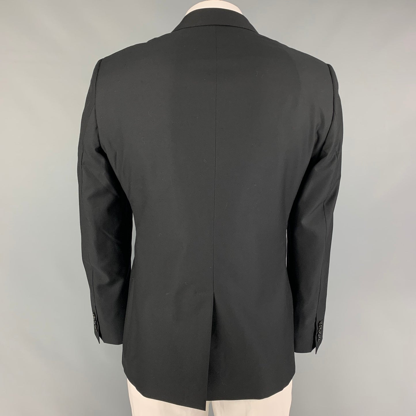 DOLCE & GABBANA Size 44 Black Wool Blend Peak Lapel Sport Coat