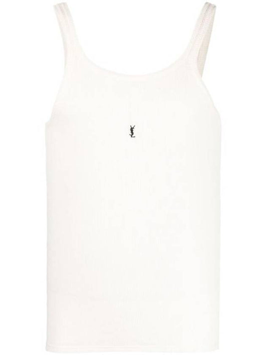 Saint Laurent Embroidered Logo Sleeveless White