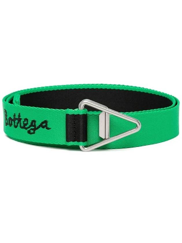 Bottega Veneta Logo Triangle Buckle Belt Green
