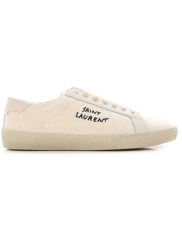 Saint Laurent Court Classic SL/06 Embroidered Sneakers In Canvas And Leather Cream