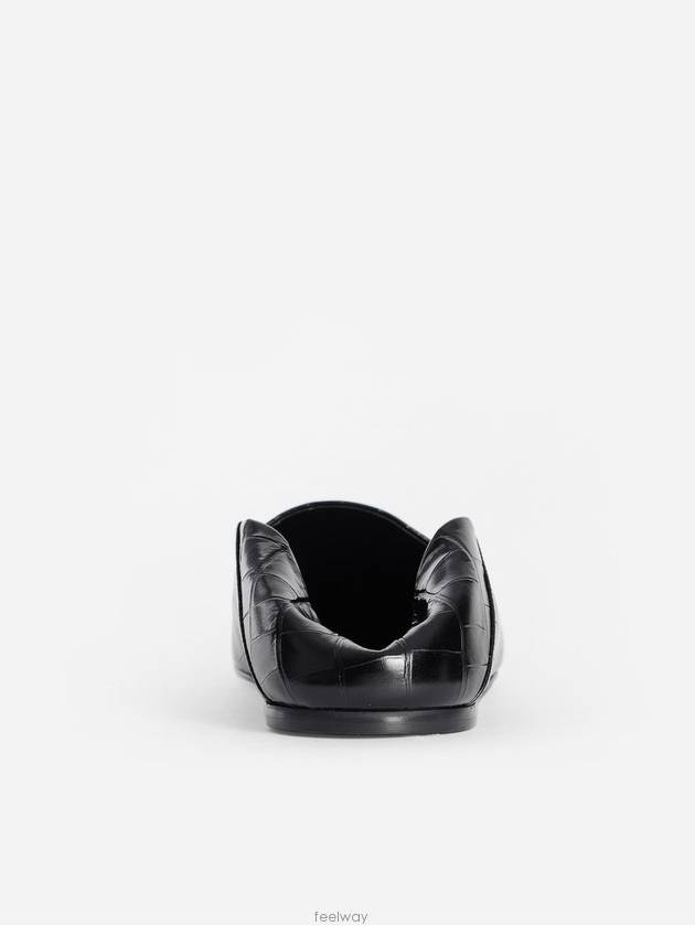 Balenciaga BB Logo Crocodile Embossed Mule Black