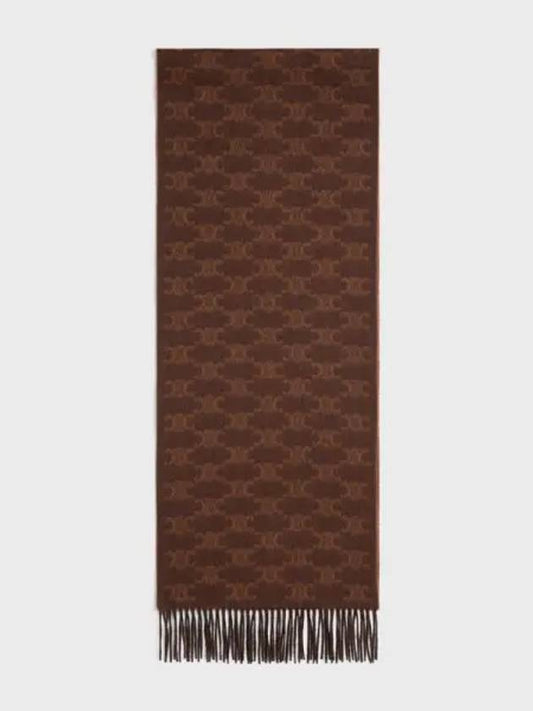 CELINE Monogram Cashmere Muffler Brown Toffee