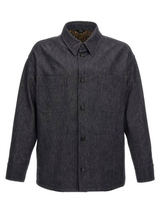 Fendi Side Pocket Denim Jacket Blue