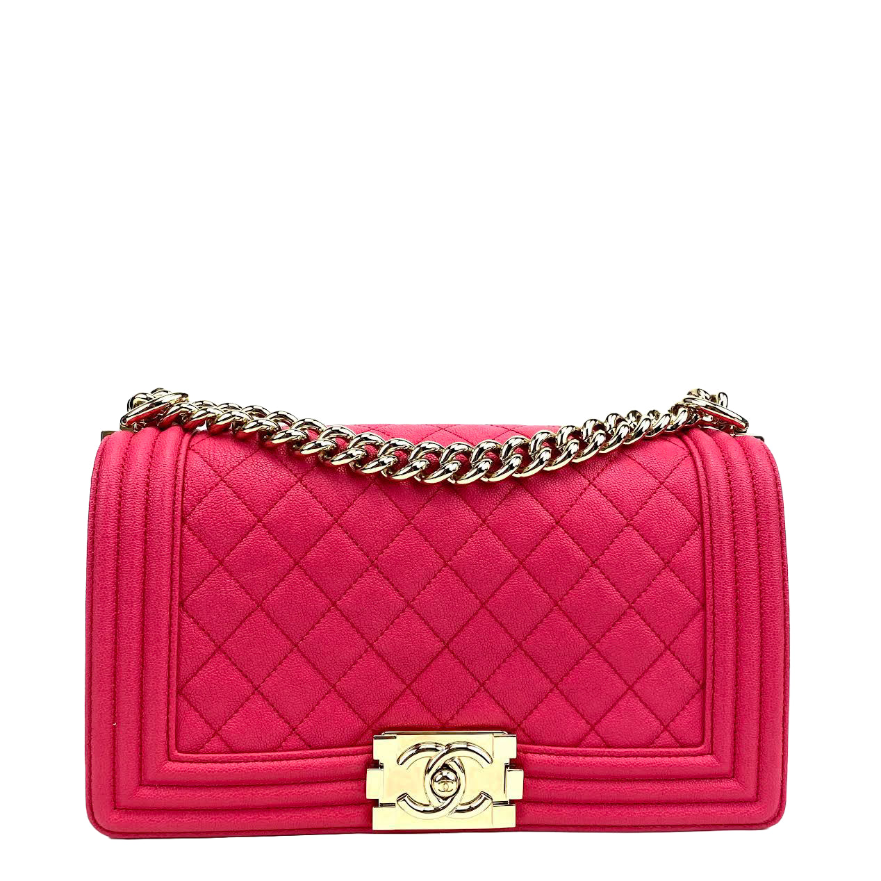 CHANEL Medium Boy Bag Quilted Caviar Pink (Rose)