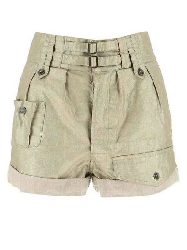 Saint Laurent Women's Cargo High Waist Shorts Beige