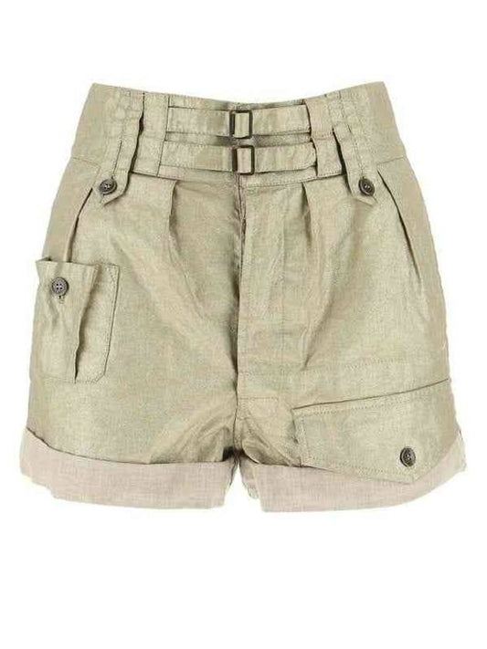 Saint Laurent Women's Cargo High Waist Shorts Beige
