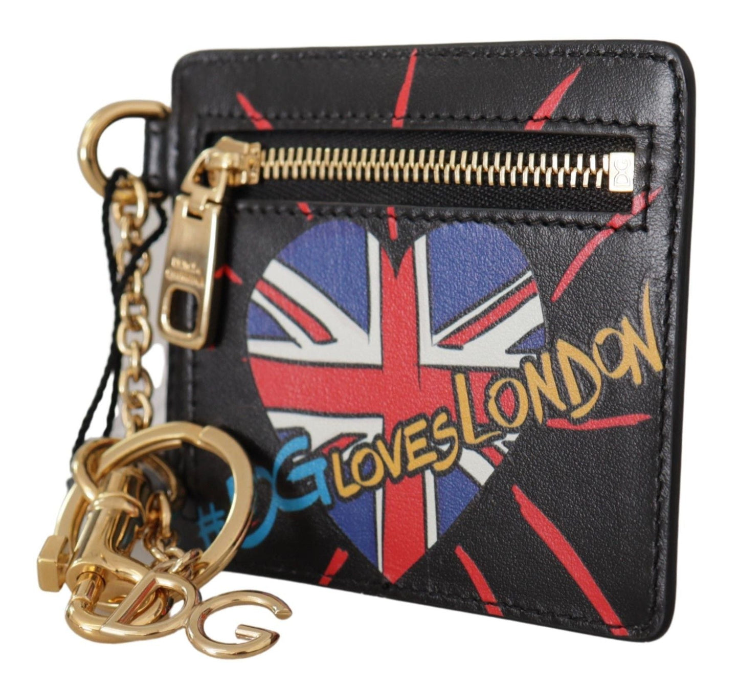 Dolce & Gabbana Black Leather #DGLovesLondon Keyring Cardholder Coin Women's Case