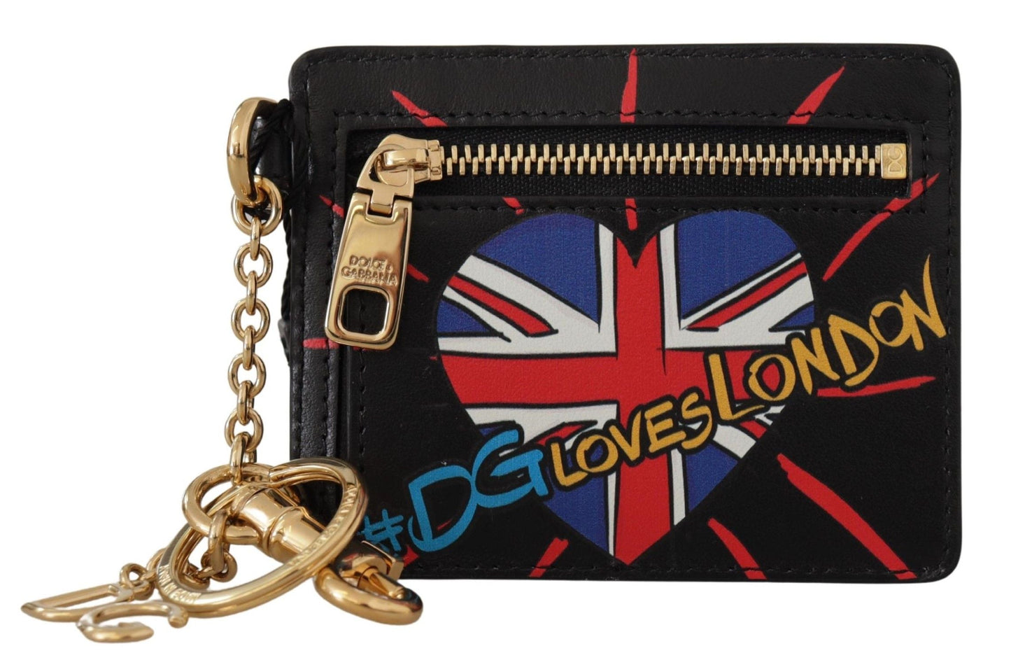 Dolce & Gabbana Black Leather #DGLovesLondon Keyring Cardholder Coin Women's Case