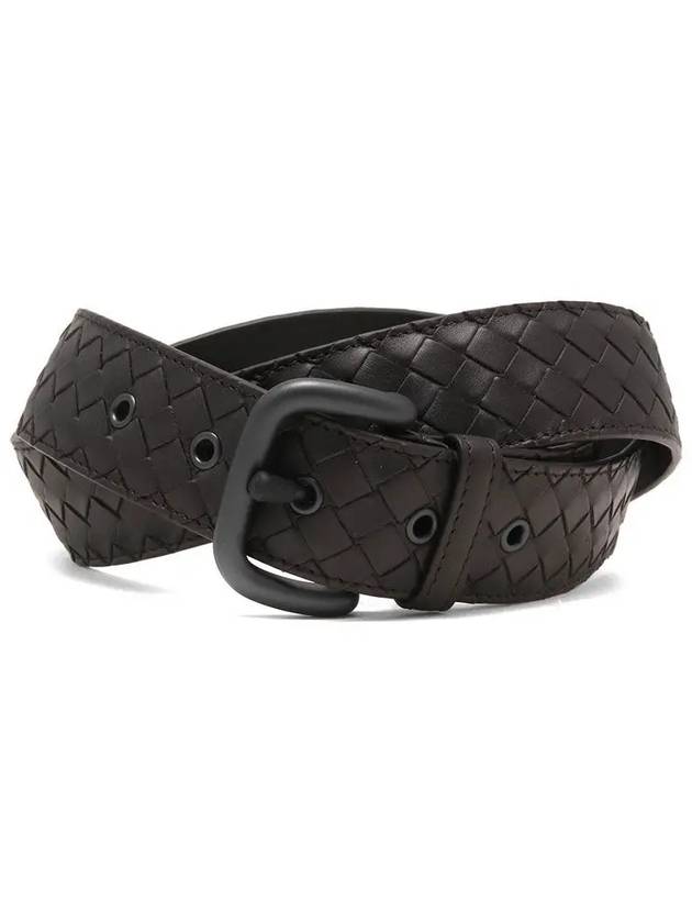 Bottega Veneta Men's Intrecciato Weaving Leather Belt Brown