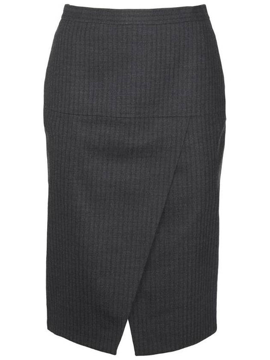 Fendi Pinstripe Wool Pencil Skirt Grey