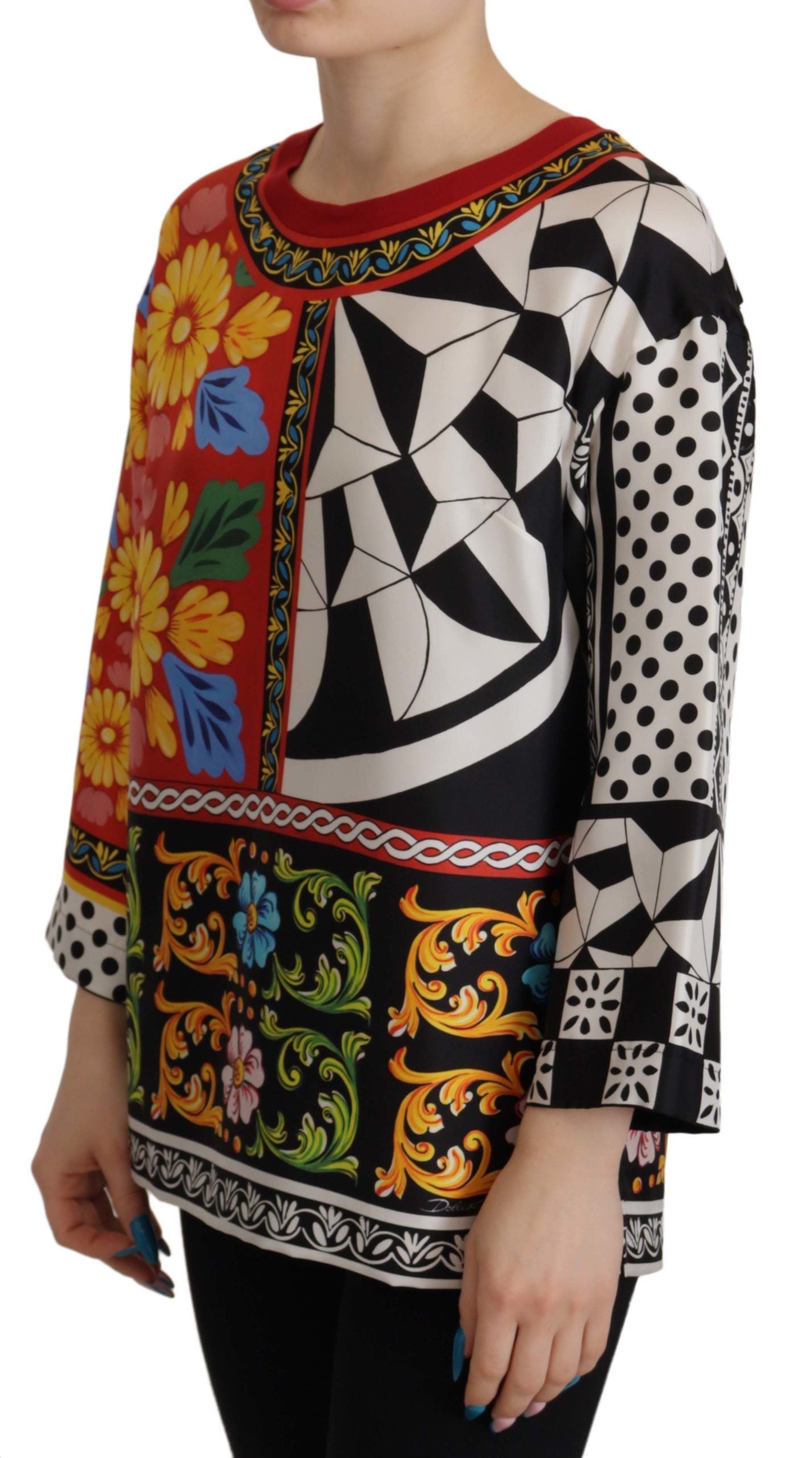 Dolce & Gabbana Multicolor Printed Baroque Loose Long Women's Sleeve