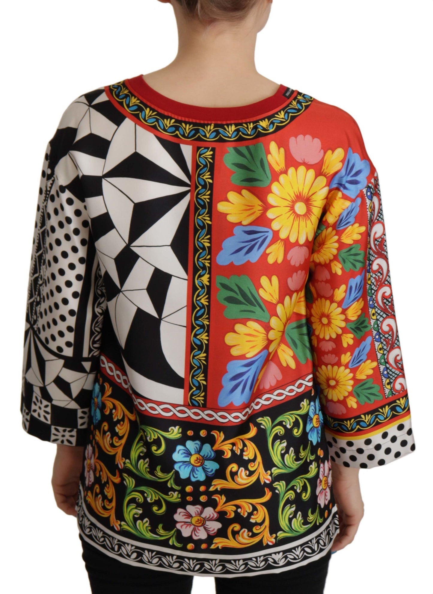 Dolce & Gabbana Multicolor Printed Baroque Loose Long Women's Sleeve