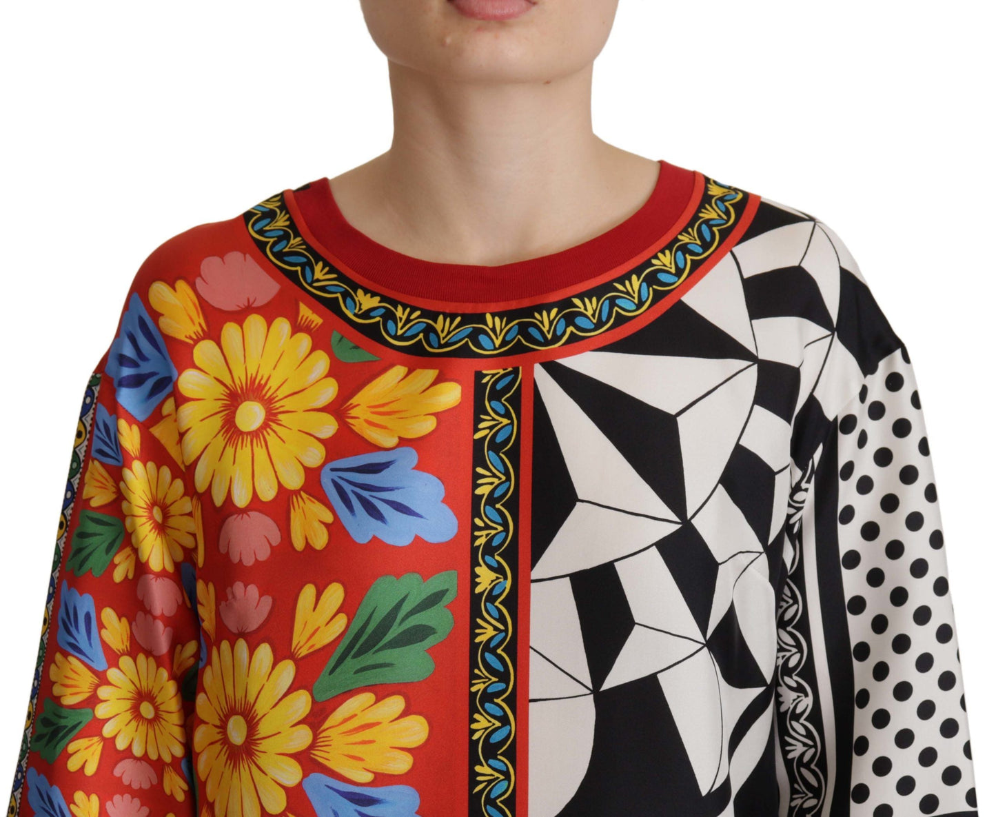 Dolce & Gabbana Multicolor Printed Baroque Loose Long Women's Sleeve
