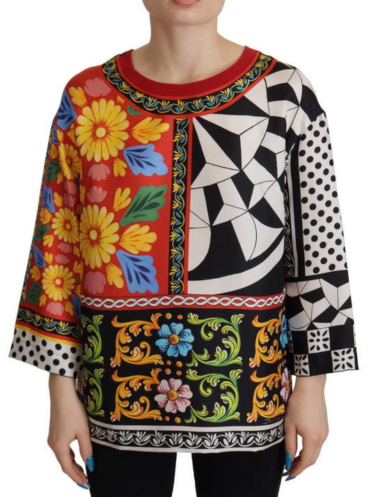 Dolce & Gabbana Multicolor Printed Baroque Loose Long Women's Sleeve