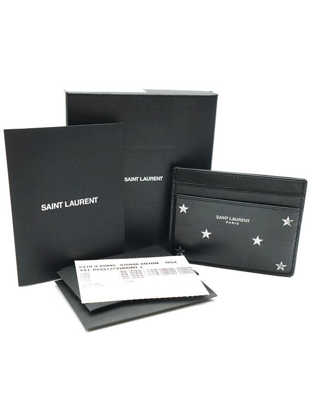 Saint Laurent Saint Laurent 375946 Black Smooth Leather Star Logo Card Wallet