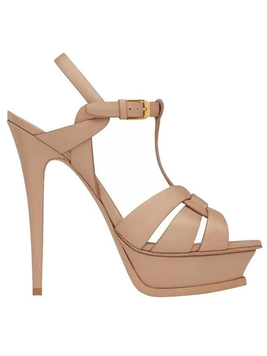 Saint Laurent Tribute Sandals Heel Beige