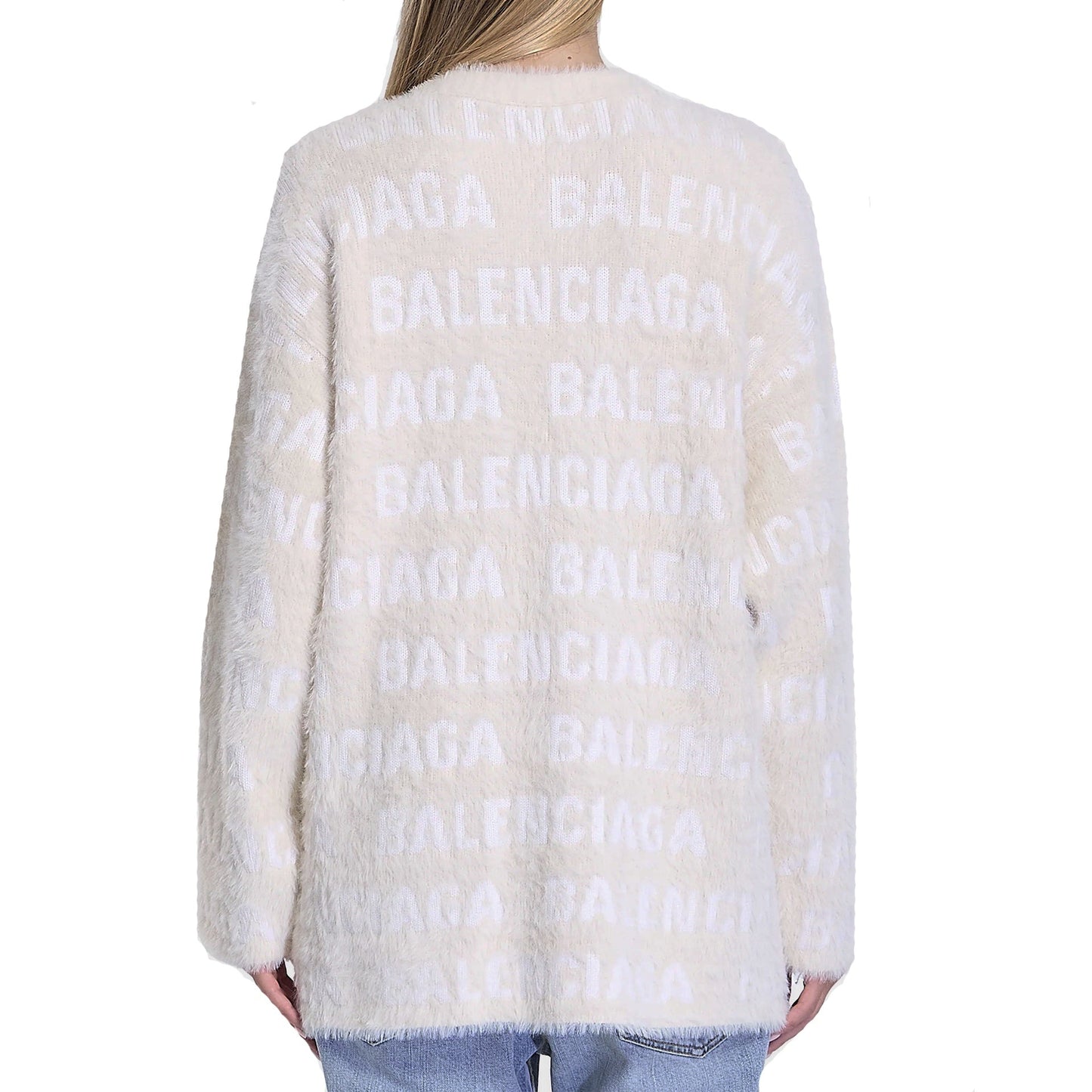 Balenciaga Wool Blend Jacquard Cardigan Women