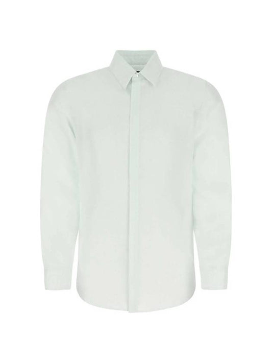Fendi Men's Micro FF Karligraphy Silk Long Sleeve Shirt White