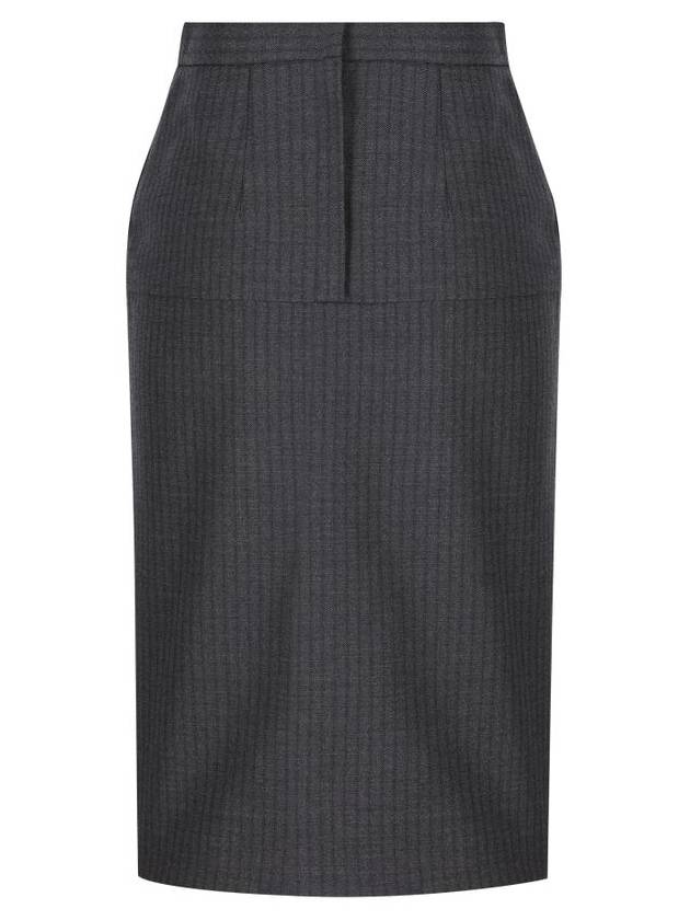 Fendi Pinstripe Wool Pencil Skirt Grey