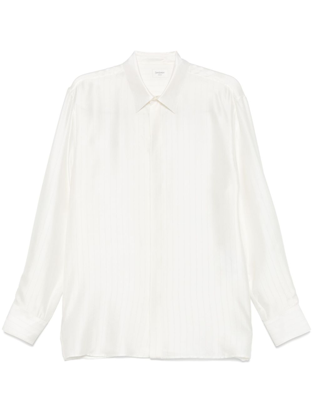 Saint Laurent Men Striped Satin Piqué Shirt