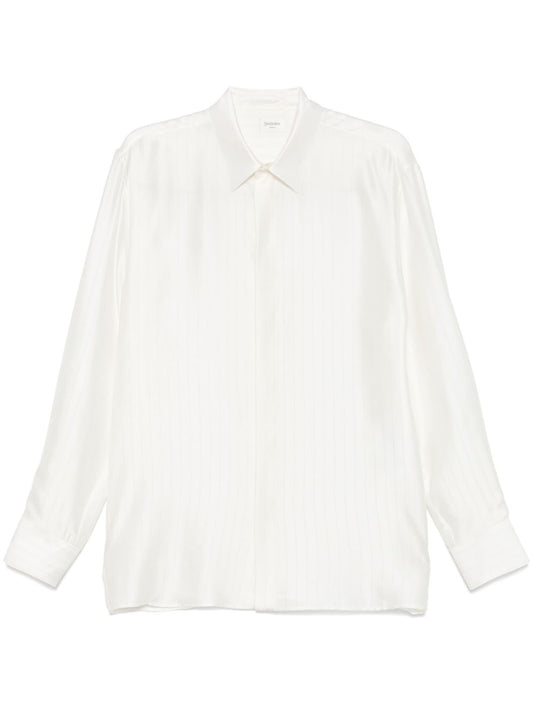 Saint Laurent Men Striped Satin Piqué Shirt