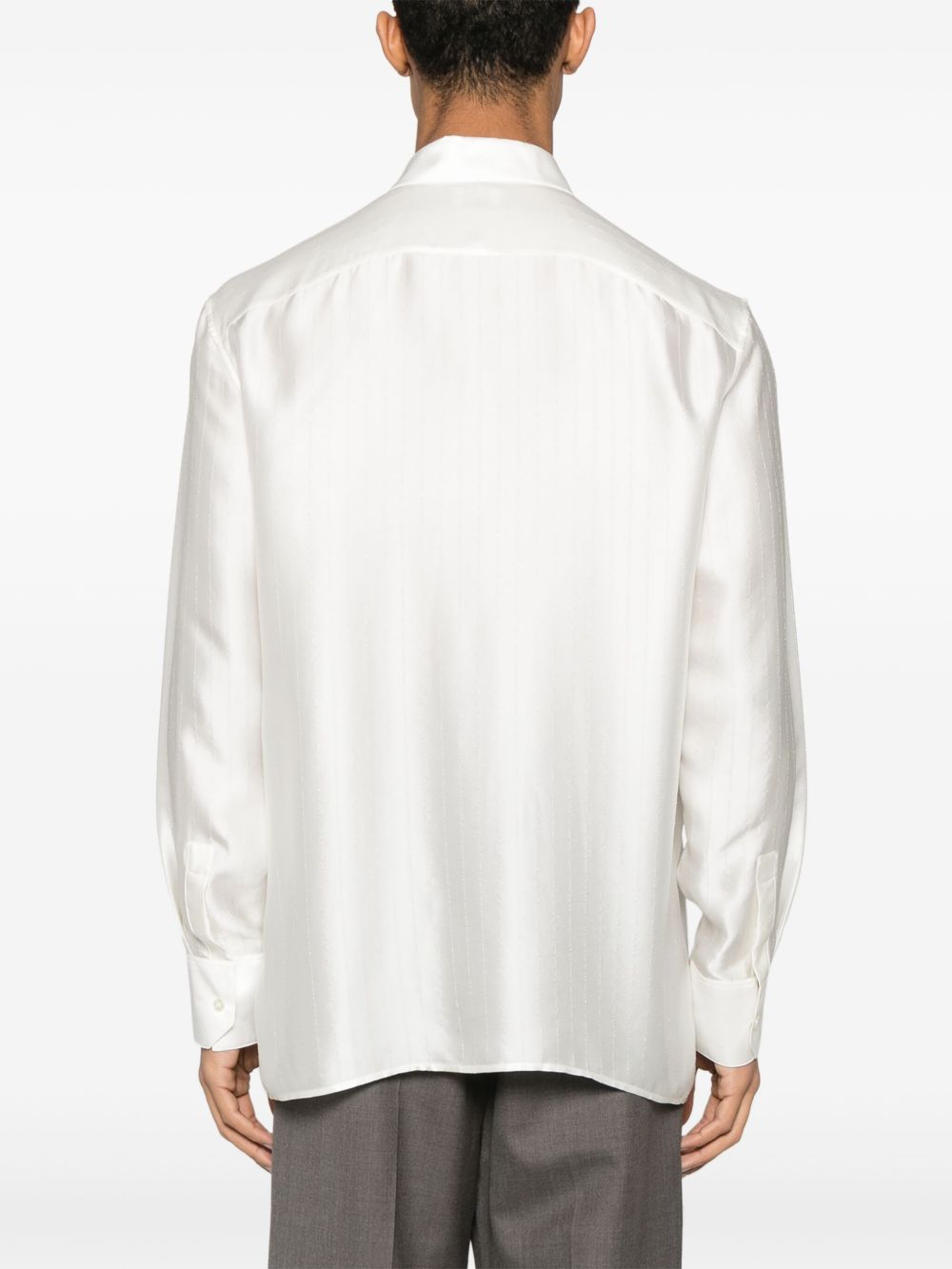 Saint Laurent Men Striped Satin Piqué Shirt