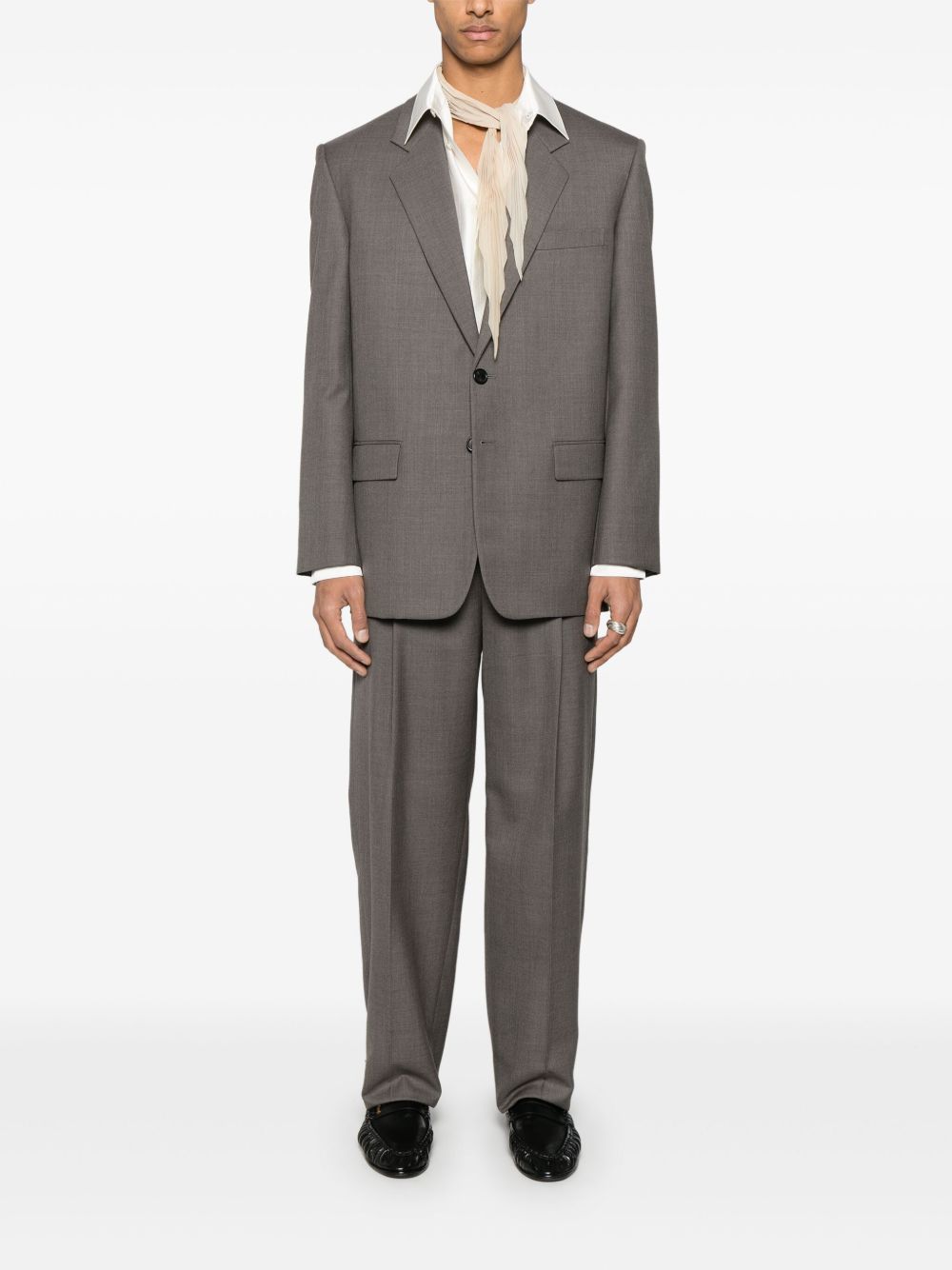 Saint Laurent Men Striped Satin Piqué Shirt