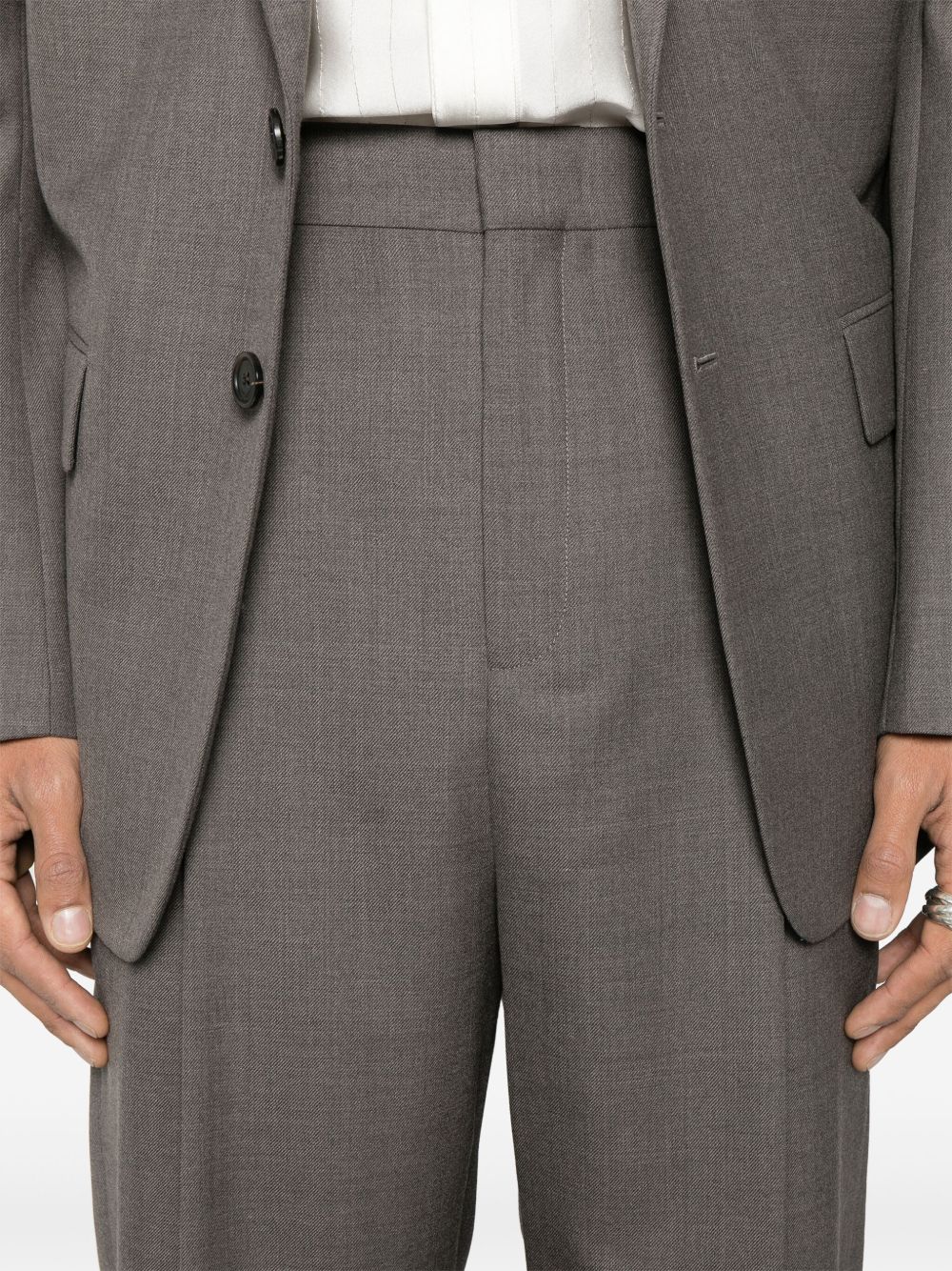 Saint Laurent Men Wool High-Waisted Trousers