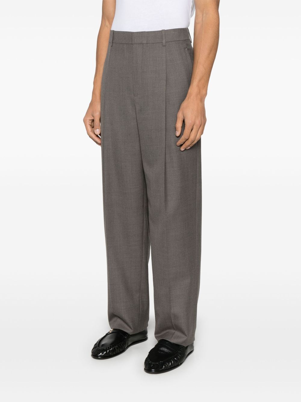 Saint Laurent Men Wool High-Waisted Trousers