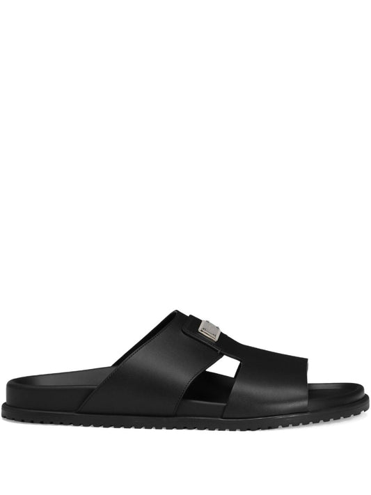 Dolce & Gabbana Men Leatehr Sandal With Logo