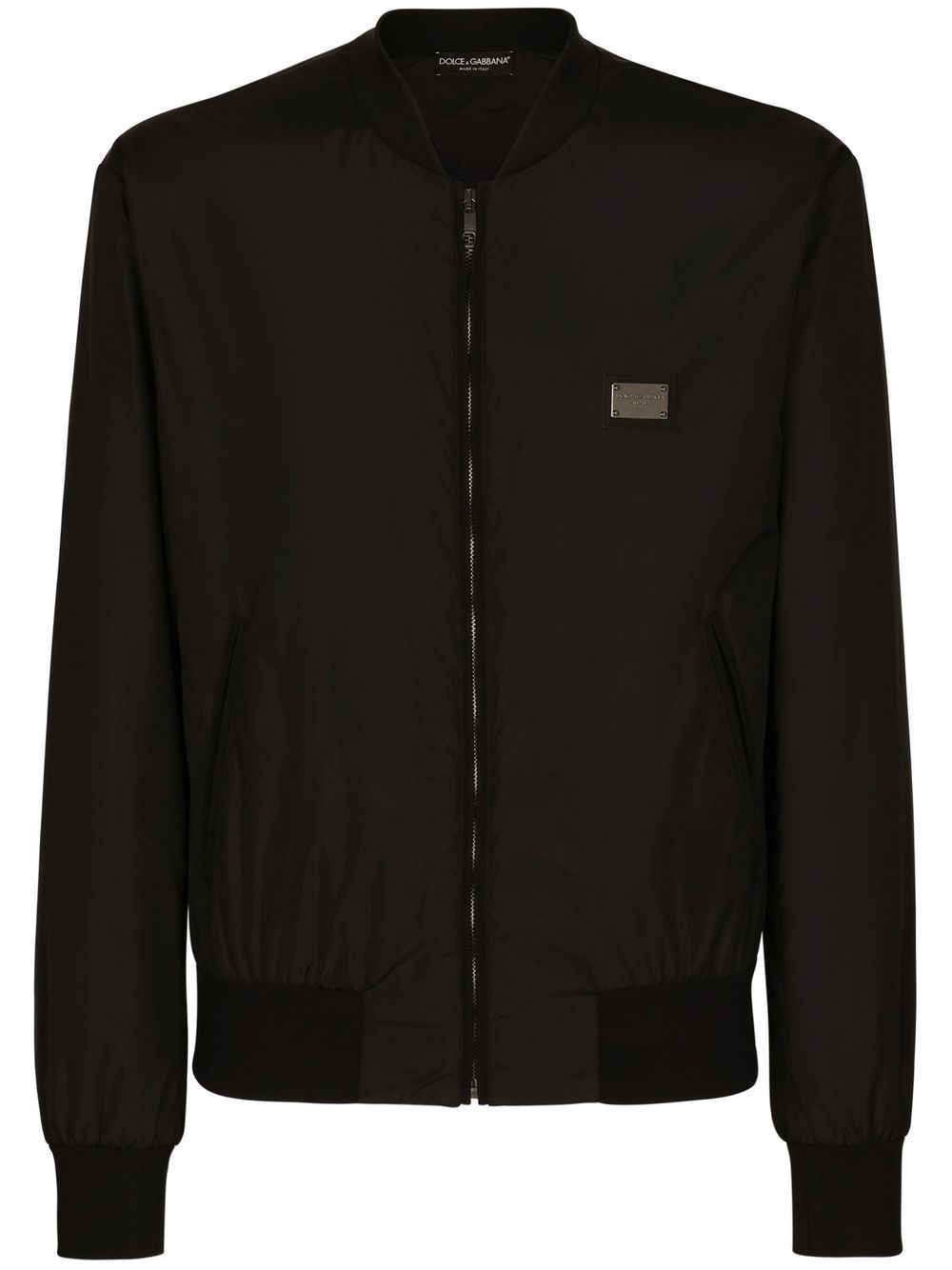 Dolce & Gabbana Men Nylon Jacket With Logo Plaque