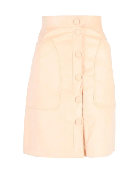 Bottega Veneta Leather ALine Button Skirt Women Beige Mini Skirts One Size Fits All Beige