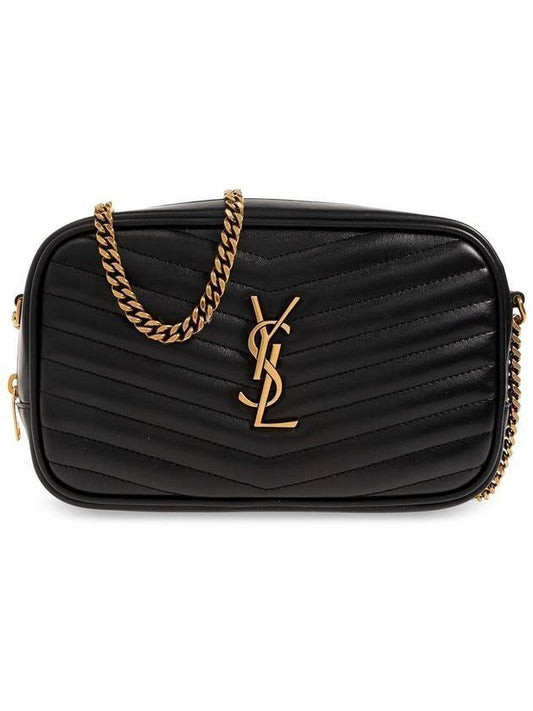 Saint Laurent Lou Small Leather Cross Bag Black