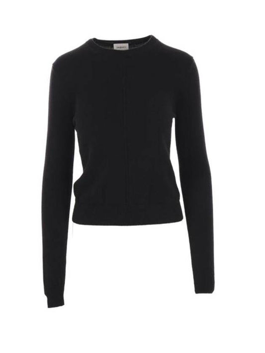 Saint Laurent Openwork Cashmere Sweatshirt Black