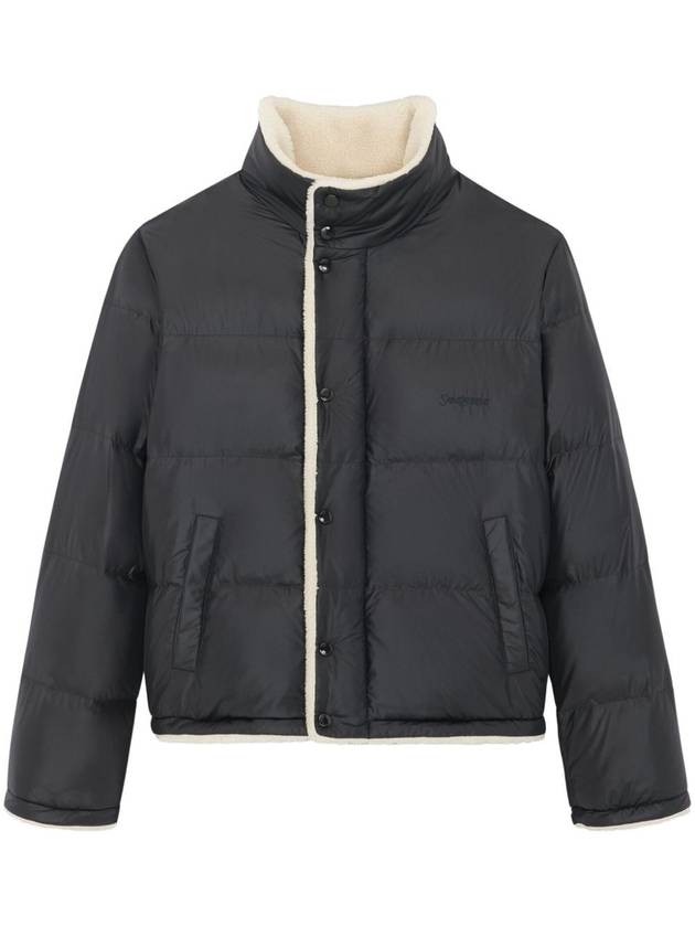 Saint Laurent Shearling Lining Nylon Down Puffer Jacket Black