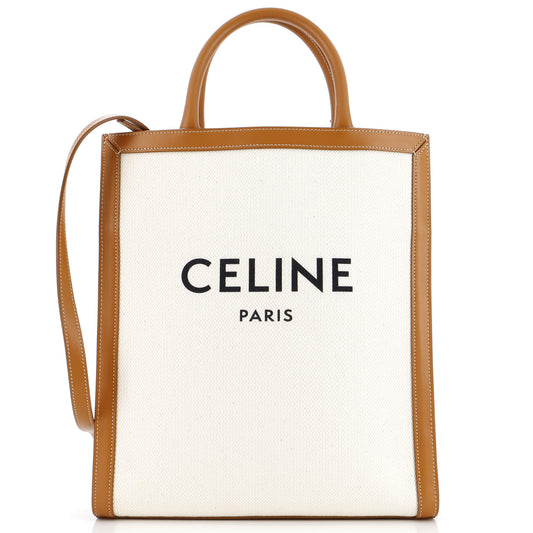 Celine Vertical Cabas Tote Canvas with Leather Small