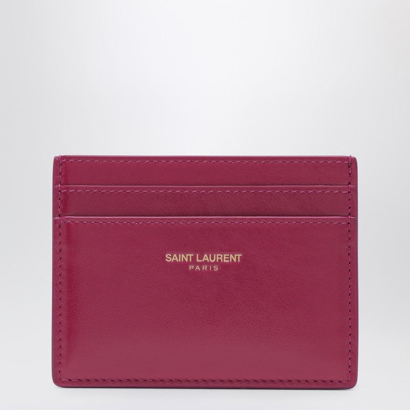 Saint Laurent Fuchsia Leather Credit Card Holder Women
