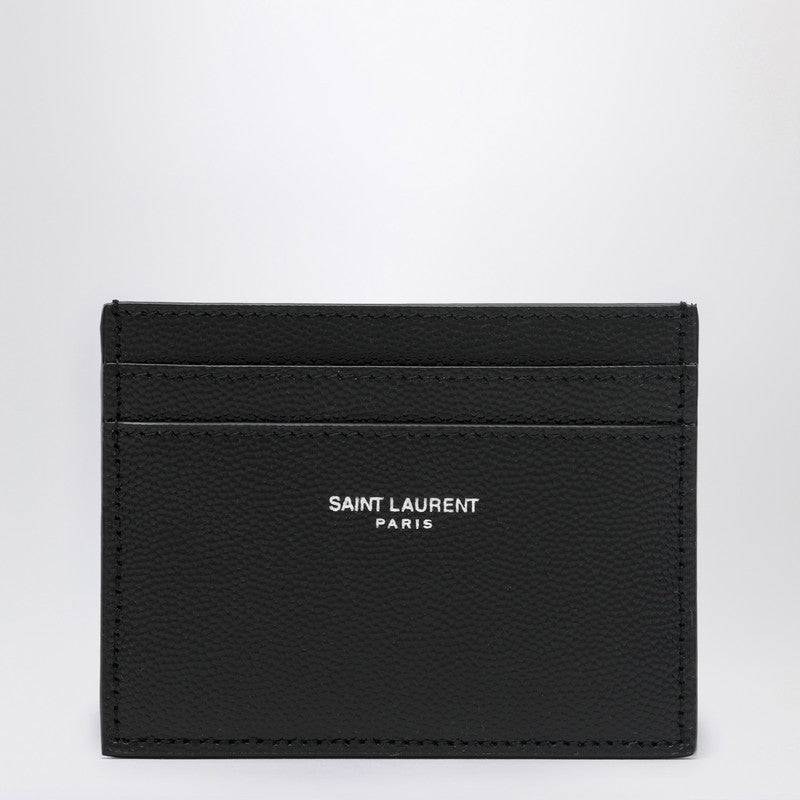 Saint Laurent Black Textured Leather Card Holder Men