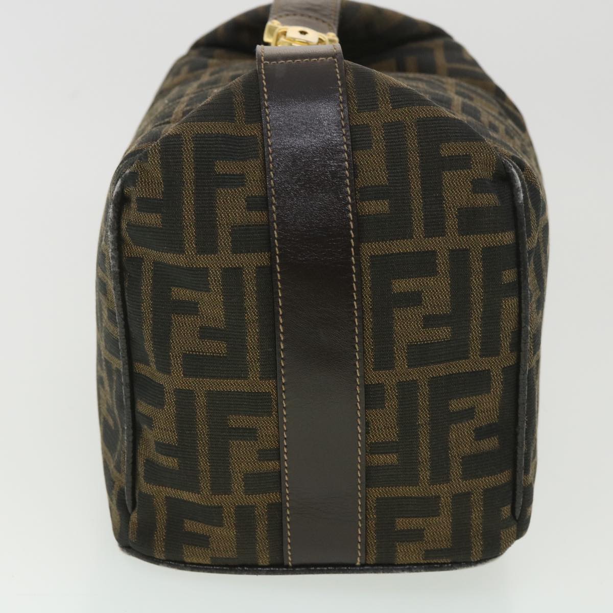 FENDI Zucca Canvas Vanity Cosmetic Pouch Black Brown Auth 37617